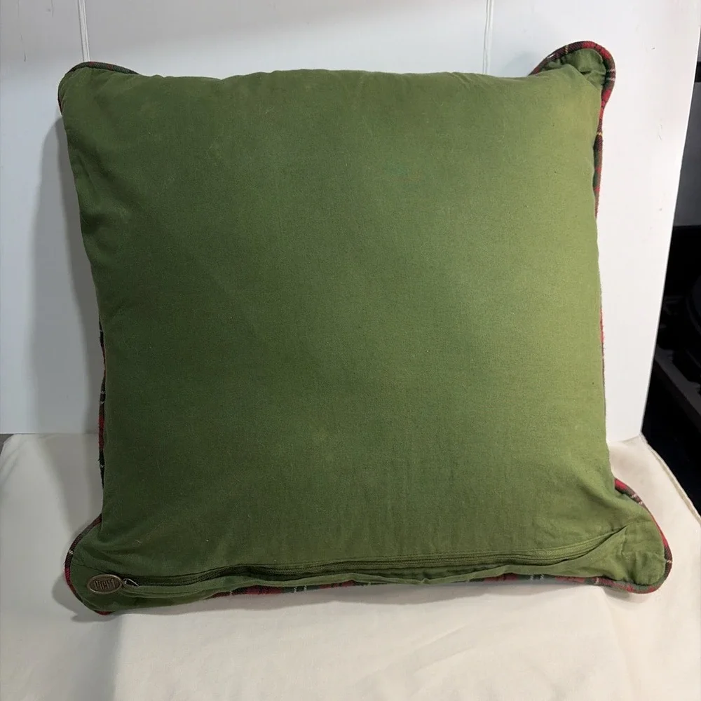 Pier One Imports Festive Christmas Yule Holiday Plaid Reindeer Pillow